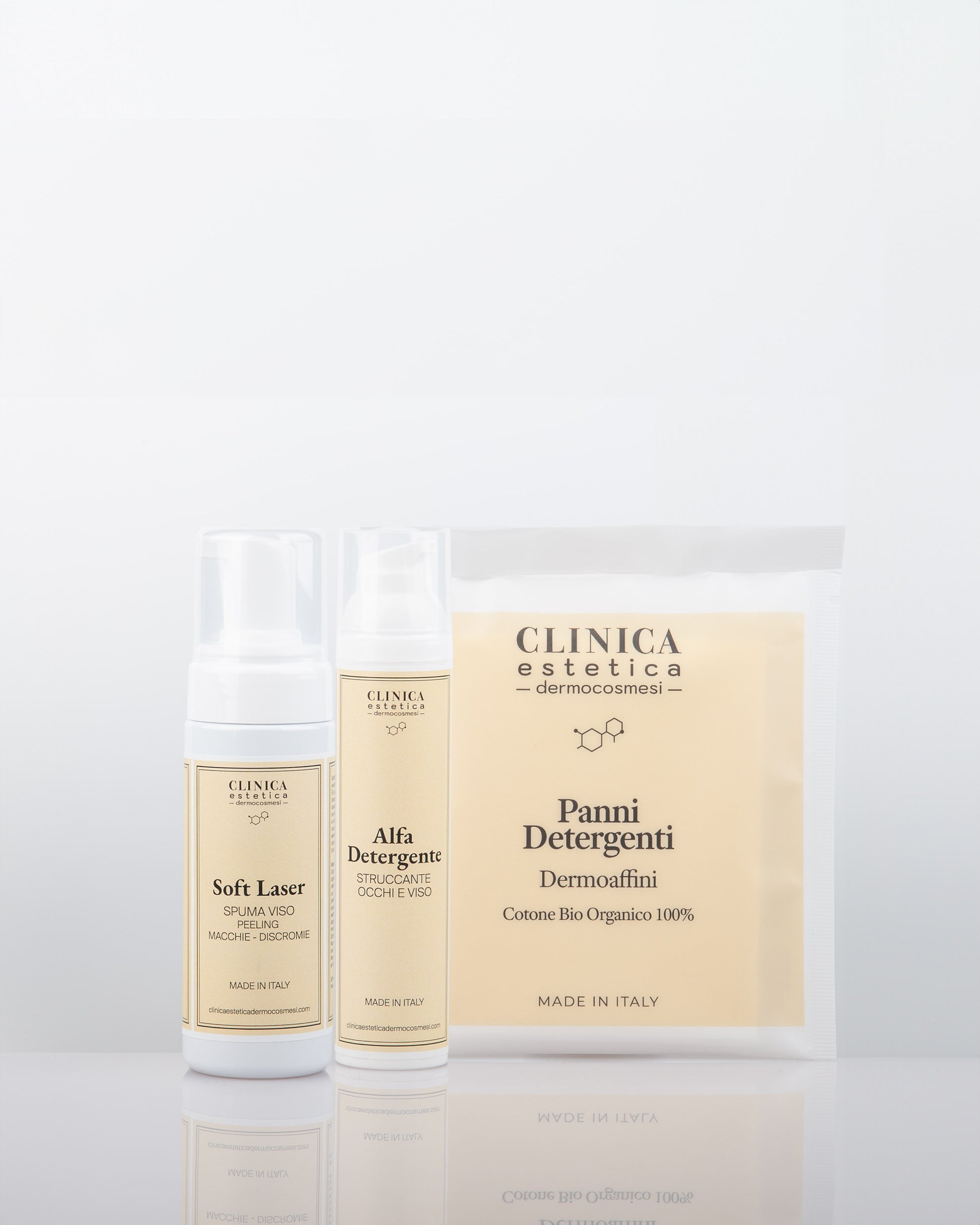 Kit Detersione Serale Clinica – Alfa Detergente + Panni viso per pelli sensibili