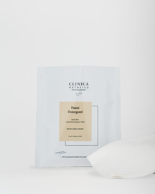 Panni Detergenti Clinica – in cotone bio certificato ICEA per detersione viso delicata e profonda